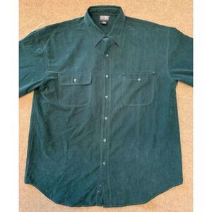 Knightsbridge Shirt Mens XL Vegan Suede Green Long Sleeve Microfiber Button Up